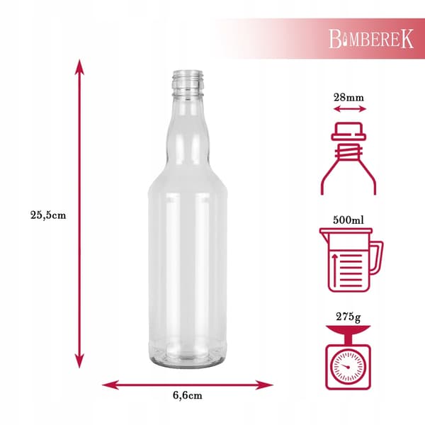 MONOPOL 500ml flaska + kork glasflaskor 0,5l för vodka