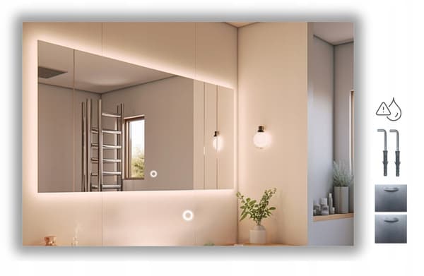 LED-belyst spegel 75x55 vattentät IP65 med touchbrytare