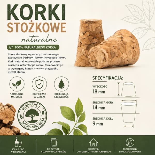 Kartiomaiset pullonkorkit, korkkia, tiivis pullonkorkki, 10 kpl