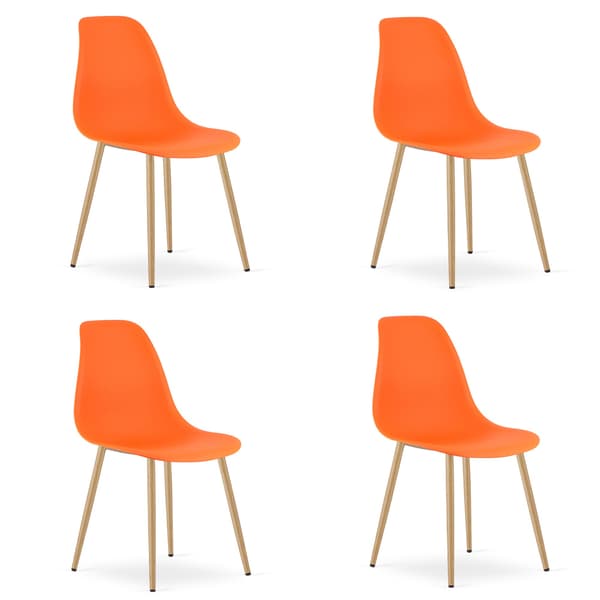 WAT stol orange / naturlige ben x 4