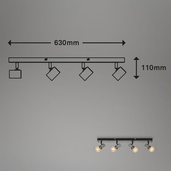 Loftlampe 4xE27 Antik sølv Industriel stil Stue Soveværelse