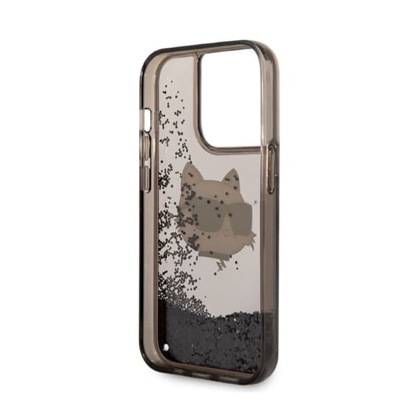 Karl Lagerfeld Liquid Glitter NFT Choupette Head - iPhone 14 Pro cover (sort)