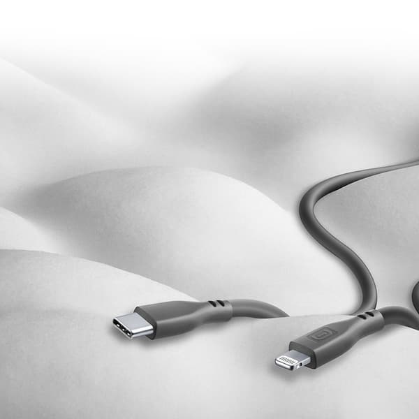 Cellularline Soft Cable - MFi-sertifioitu USB-C - Lightning-kaapeli 1,2 m (musta)