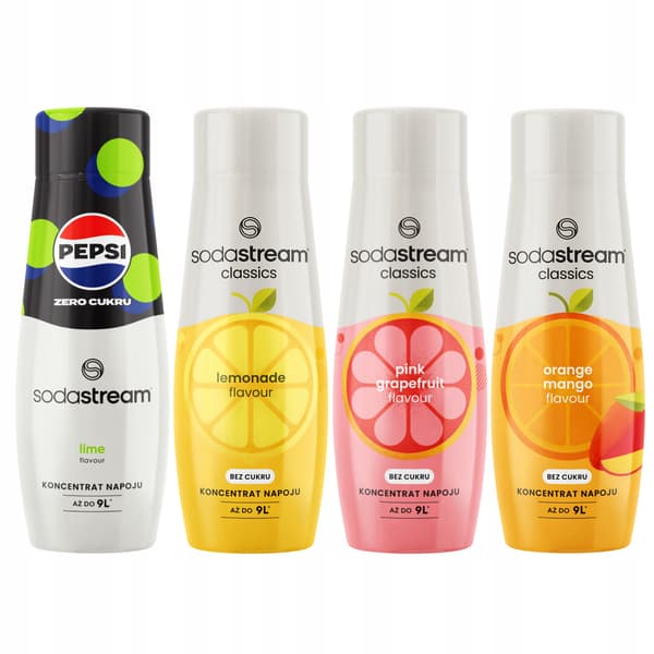 4 siraper Sodastream Pepsi Max Lime + Lemonad + Grapefrukt + Apelsin Mango