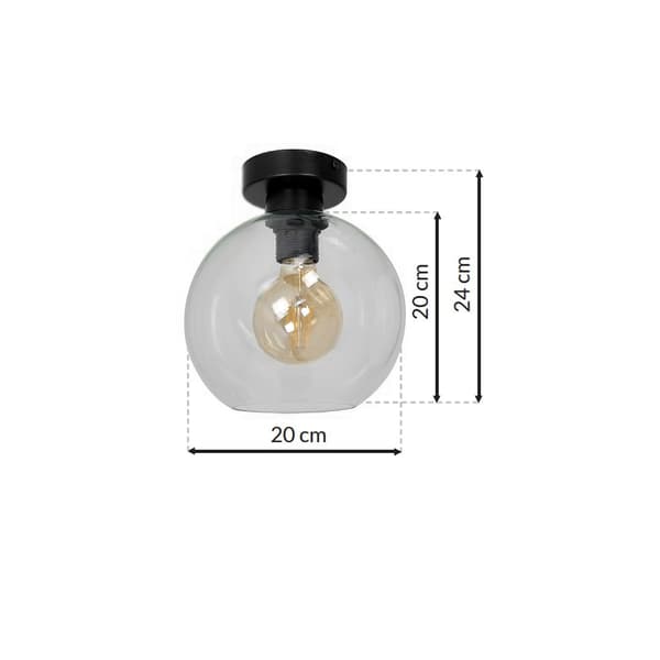 TAKLAMPA SOFIA 1 E27 SVART MILAGRO MLP6573