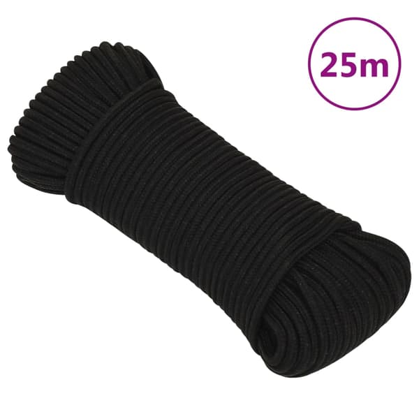vidaXL Työköysi, musta, 4 mm, 25 m, polyesteri