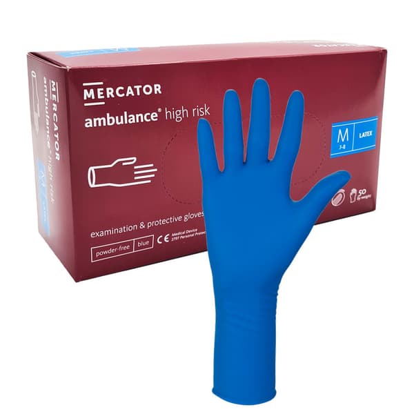 Latexhandsker M blå Mercator Ambulance High Risk 50 stk.
