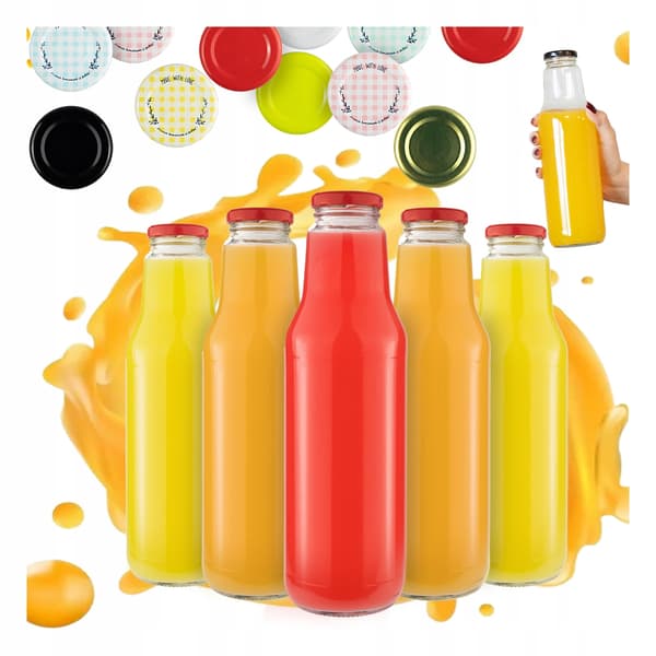 KUBUŚ Flaska 750ml för juice, sirap, mjölk + LOCK Glasflaskor