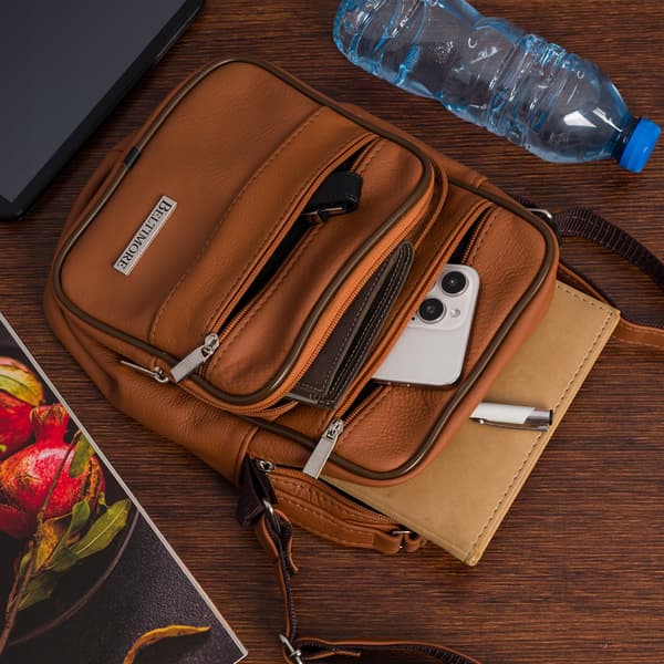 Herre læder crossbody taske, flot læder, til arbejde, Beltimore dirigent