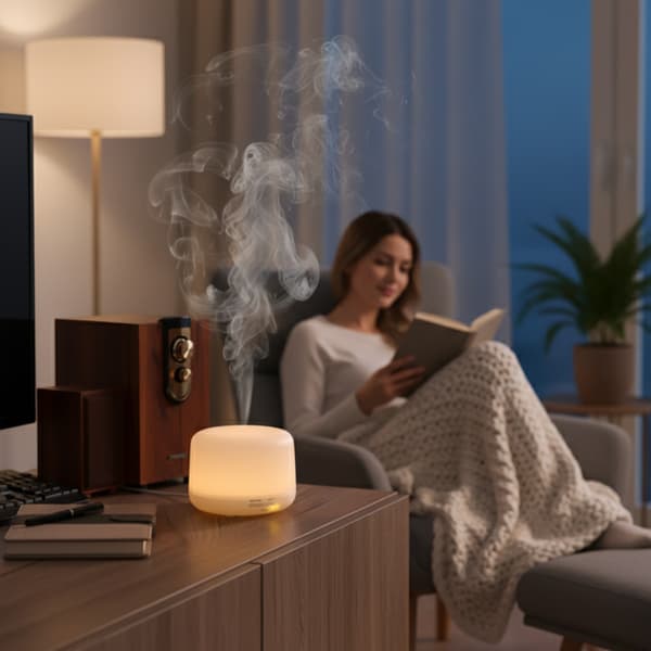 Doftdiffusor luftfuktare aromaterapi natt LED-lampa + fjärrkontroll