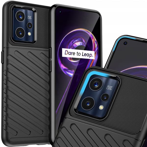 Thunder Case Fleksibelt Pansret Etui til Realme 9 Pro + (9 Pro Plus) Sort