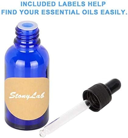 BLÅ GLASFLASKA MED DROPPER FÖR ETERISKA OLJOR, TOM, 30 ml x4