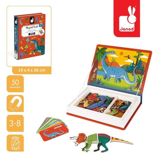 Magnetiskt pussel Dinosaurier Magnetibook, Janod