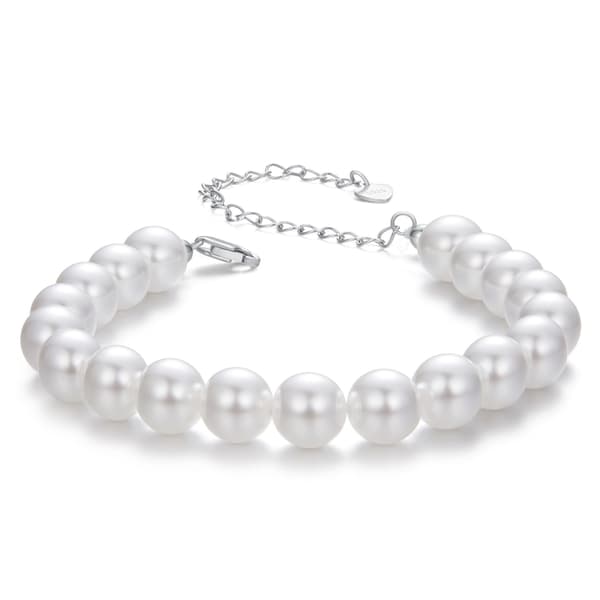 Silverarmband med pärlor, 925 silver, storlek L