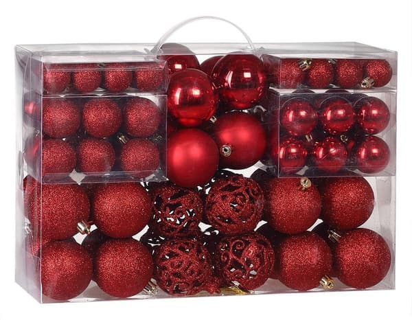 Sæt med REGALO RØDE juletræskugler 100 dele