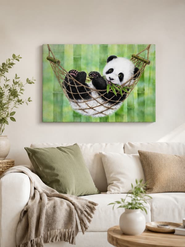 Målning med siffror med ram söt panda 50x40 cm