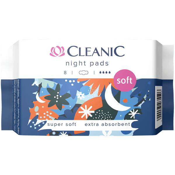 035596 HH Cleanic Blød Nat Sanitetsbind 8 stk (folie)