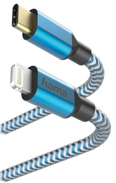 Kabel HAMA Laddnings/data Reflected USB typ C - Lightning/MFI 1.5m Blå 201561