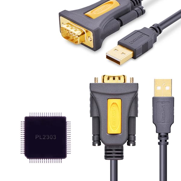 Ugreen USB-A - DB9 RS-232 -sovitinkaapeli 1,5 m harmaa (CR104)
