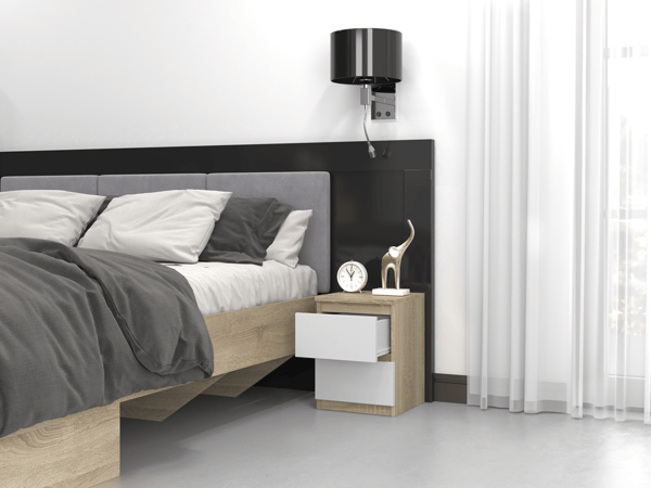 Malwa M2 sengebord HVID SONOMA
