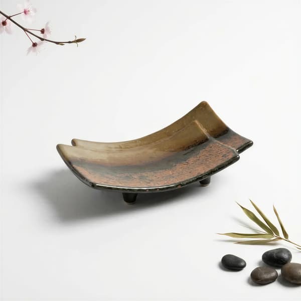 REKTANGULÆR KERAMISK TALLERKE TIL SERVERING AF SUSHI OG DESSERTER 17×11x2,2 CM