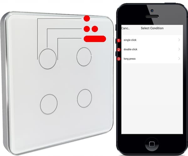 4P Fjernbetjening 12 Scener Touch Switch ZigBee Tuya