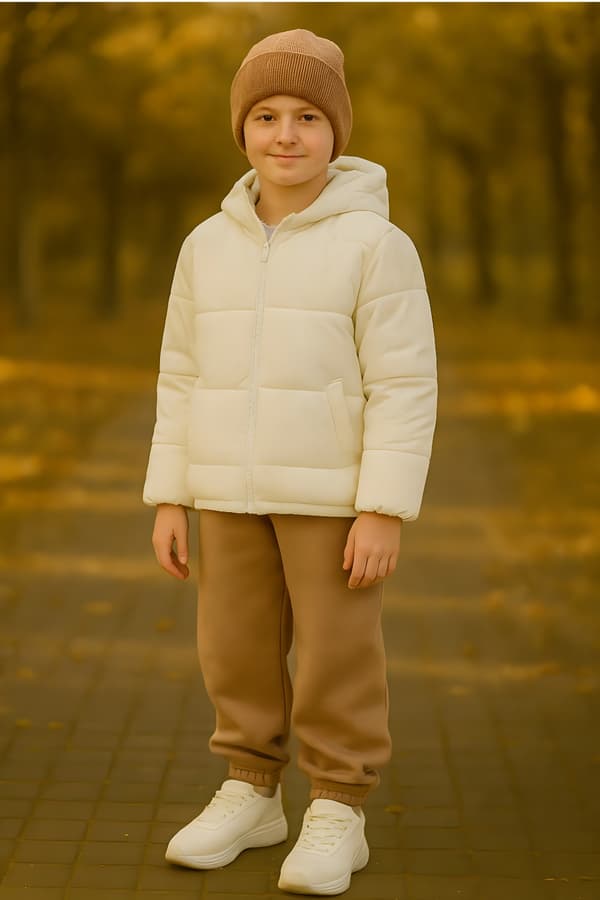 Varme sweatpants med fleece størrelse 164 efterår-vinter cappuccino