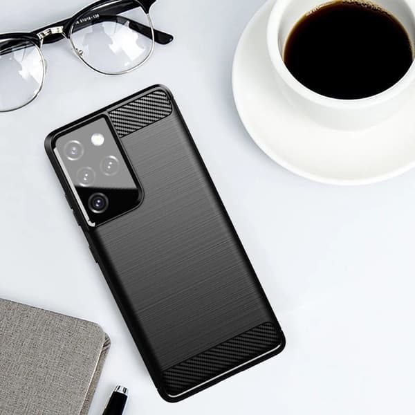 Carbon Case flexibelt skal Samsung Galaxy S21 Ultra 5G blå