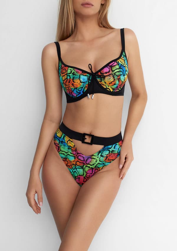 Korkeavartiset naisten bikinihousut koristeellisella lukolla Bahamas High Crazy Python Poupee Marilyn 36 CRAZY PYTHON