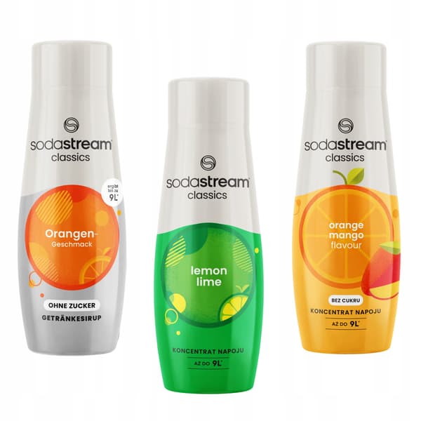 Sodastream-tiivisteen setti: Orange Zero + LemonLime + Orange Mango