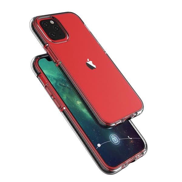 Spring Case gel-cover med farverig ramme til iPhone 12 mini lyserød