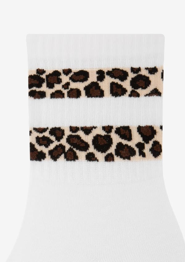 Hvide damesokker med moderne leopardprint striber Panther Stripe Marilyn 36/40