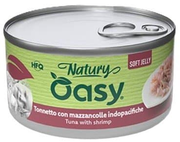 Oasy | Natury | Vådfoder til katte i gelé - 150g dåse - Tun med rejer 150g