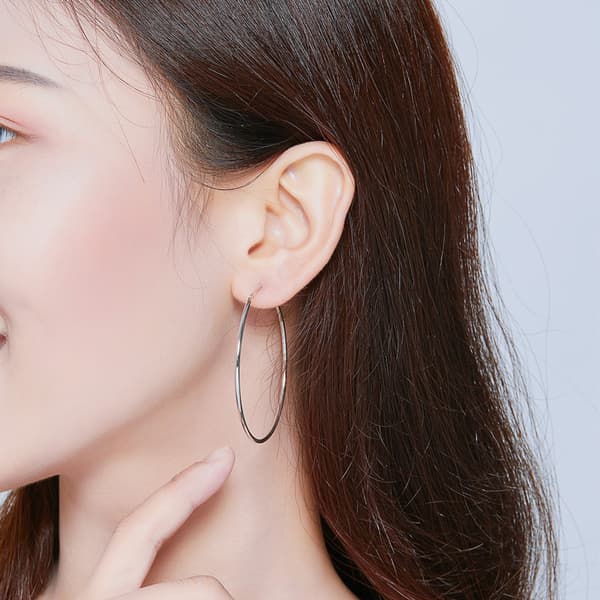 Stora klassiska ringörhängen 5 cm silverörhängen med spänne