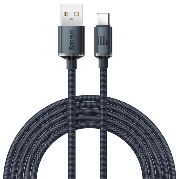 Baseus Crystal Shine USB-C-kaapeli, 100W, 2m (musta)