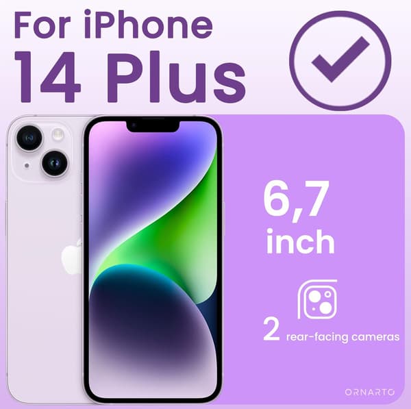 ETUI TIL APPLE IPHONE 14 PLUS KONFIGUR LILLA RAMME 2X GLAS