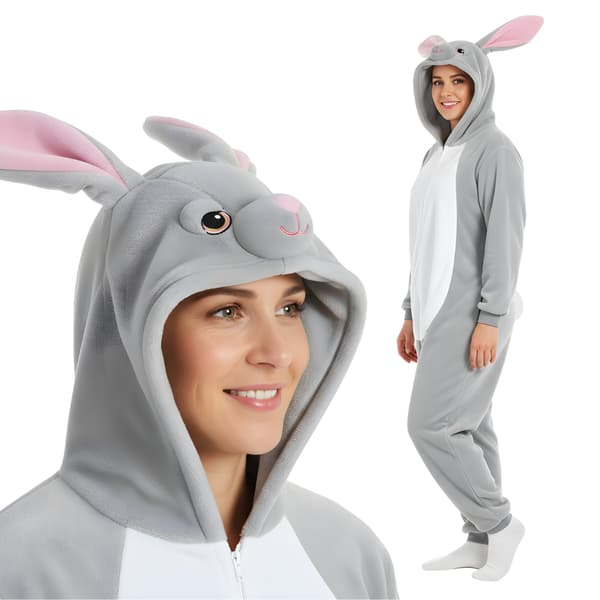 Kigurumi-pyjamas grå kanin XL: 175-185 cm