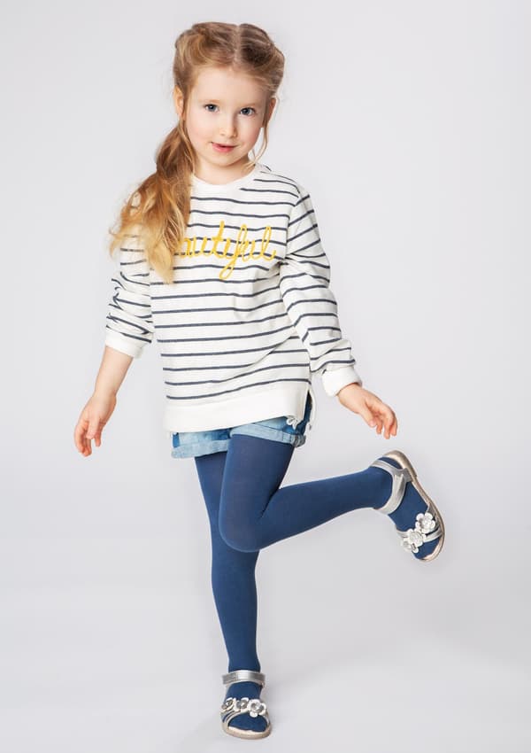 Barn bomullstights Julia Blue Marilyn blå 116/122