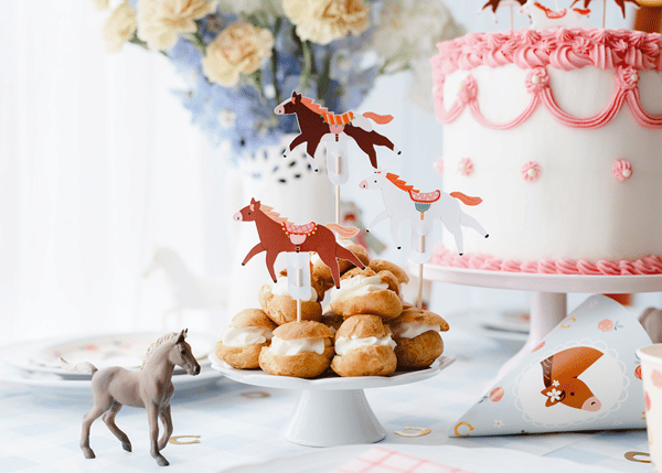 Cupcake-pynt - Heste 13 cm 6 stk.