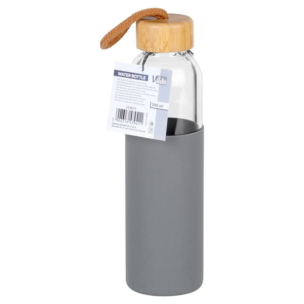 Lasinen vesipullo silikonisella suojalla 500 ml