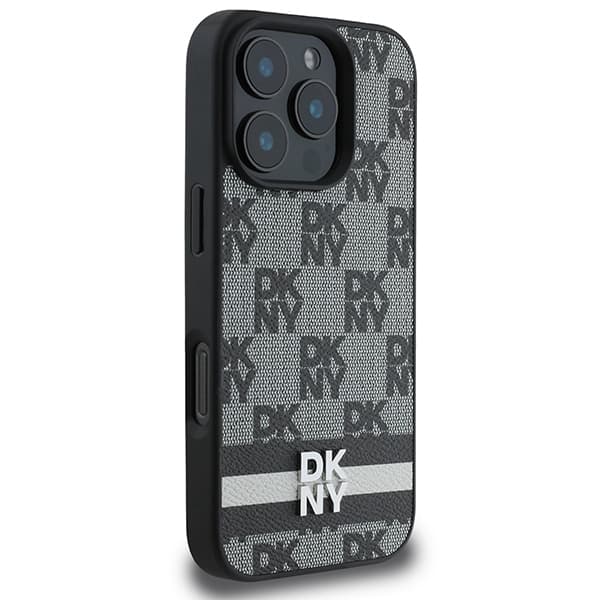 DKNY DKHCP16XPCPTSSK iPhone 16 Pro Max6,9 sort/sort hårdt cover med ternet mønster og trykte striber