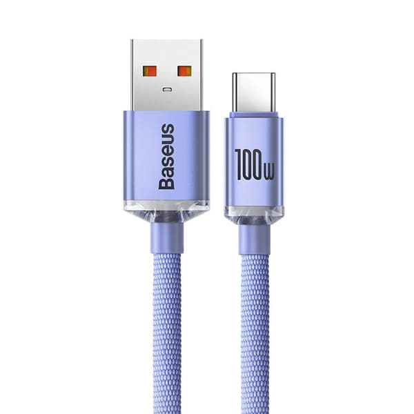 Baseus Crystal Shine USB til USB-C-kabel, 100W, 2m (lilla)
