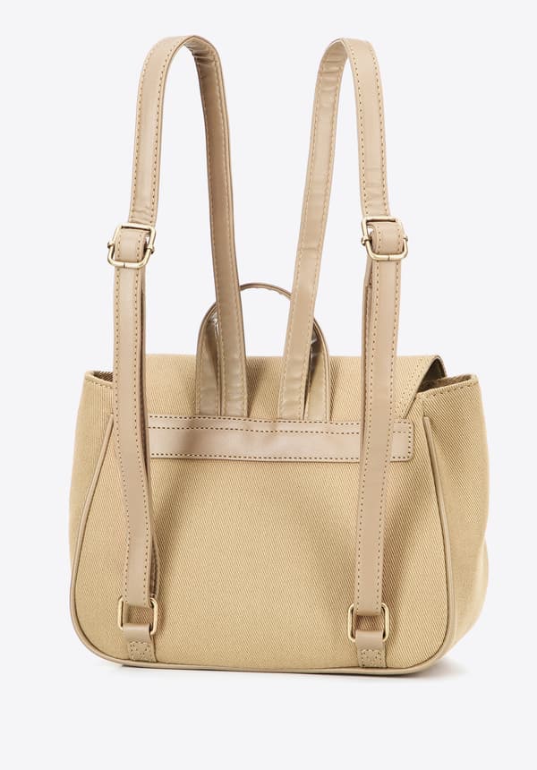 Wittchen Dam Mini Ryggsäck med Klaff, Beige, Bomull