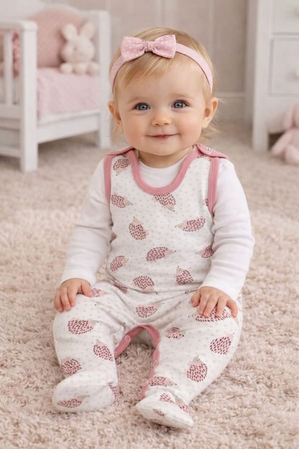 Roommies 80-pjamas för flicka rosa igelkottlekdräkt