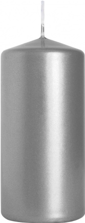 Cylinderljus, silvermetallic, 5x10cm, 1 st.