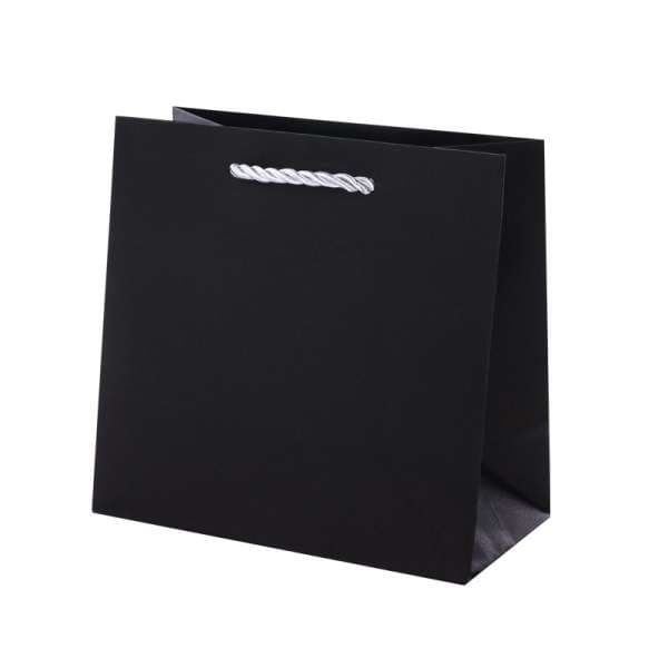 Dekorativ sort gavepose 15 x 15 x 8 cm