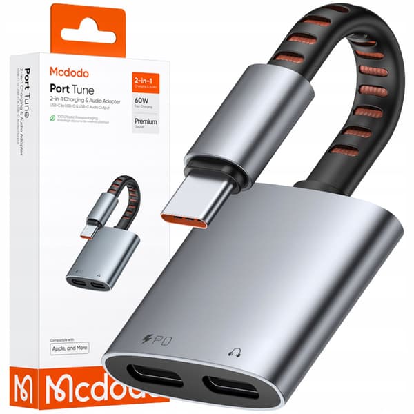 MCDODO USB-C TILL USB-C ADAPTERKABEL 2X TYP C 2IN1 OTG 60W