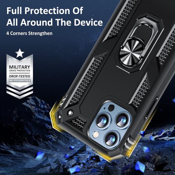 ETUI TIL APPLE IPHONE 13 PRO MAX SILIKONE SORT MED STATIV A2484 A2641