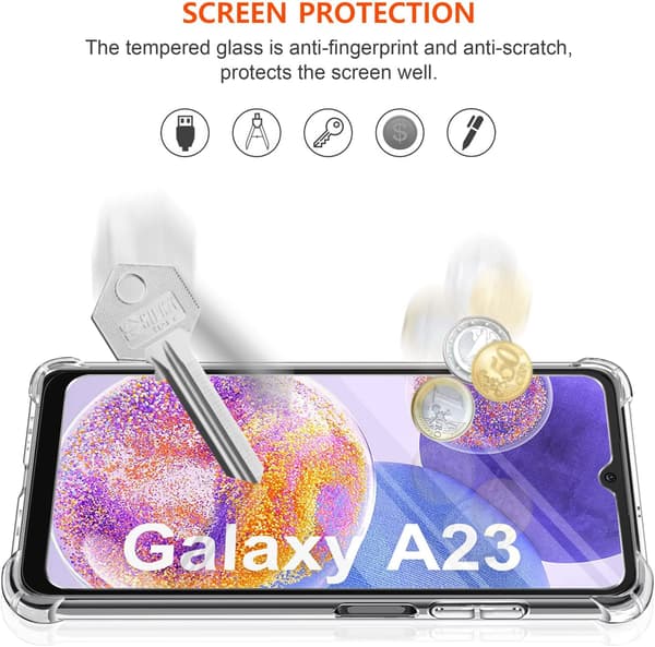 COVER TIL SAMSUNG GALAXY A23 5G/4G BAGCODE + 3x HÆRDET GLAS
