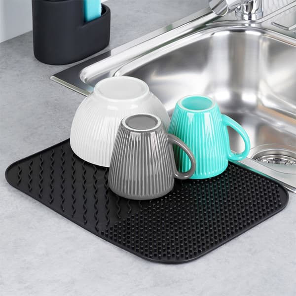 Silikone tørringsmatte til opvask sort 34x26,5 cm